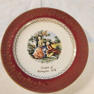 Vintage Souvenir Plate Washington D.C. A Capsco 22 Karat Gold Trim